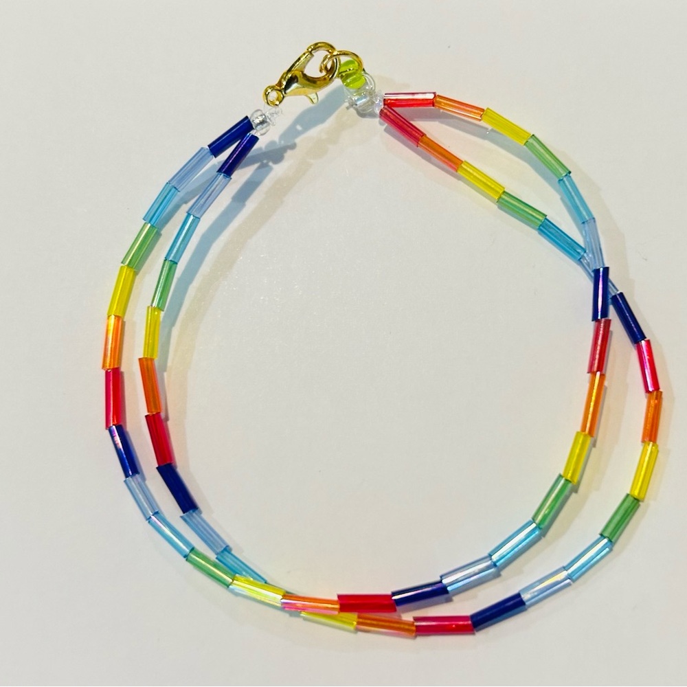 Handmade Rainbow Glass Tube Bracelet - Picture 6 of 7